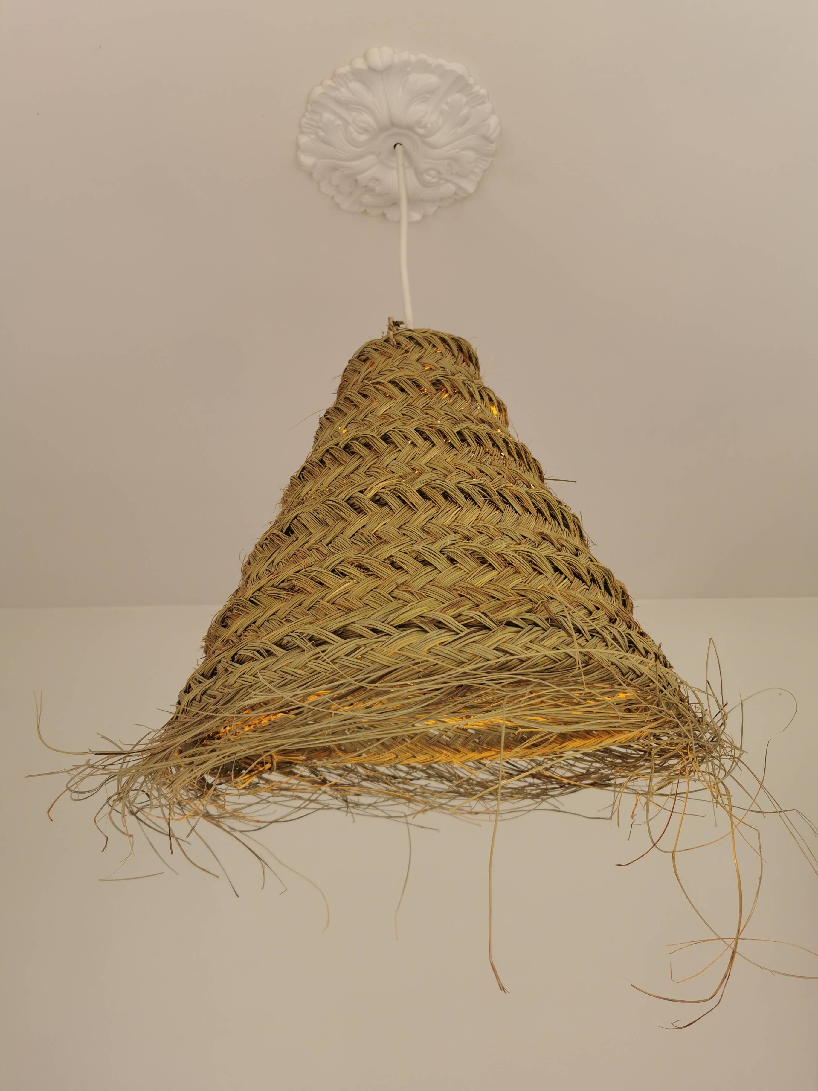 Suspension Dalia en Halfa Tressé – 40×45 cm – Fabrication Artisanale Maroca