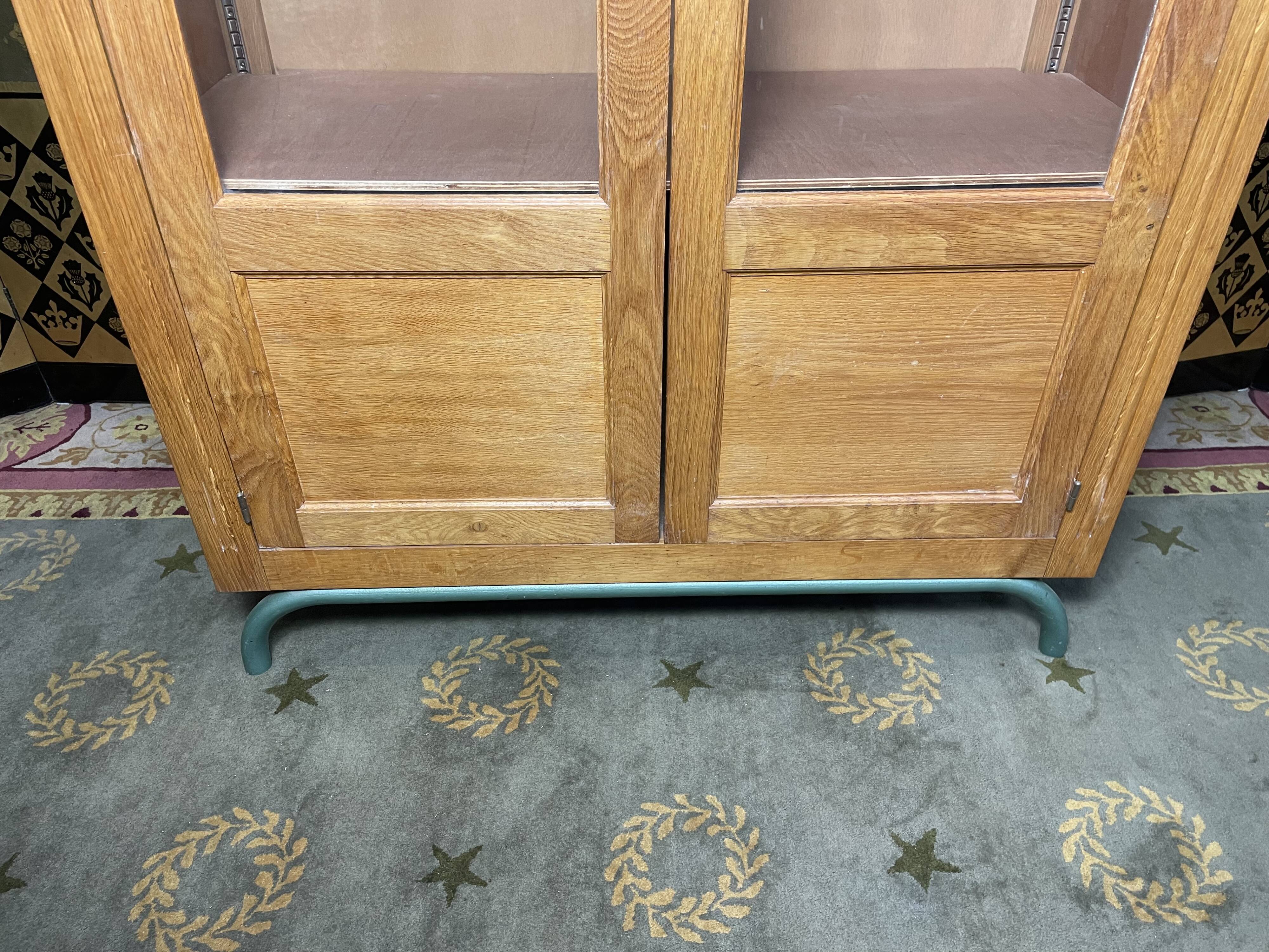 Solid oak school showcase 1960