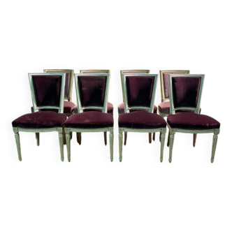 Set of 8 Louis XVI style chairs, Trapeze model