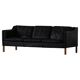 Mogens Hansen, mid-century 3-seater sofa, patinated black leather, 1970s.
