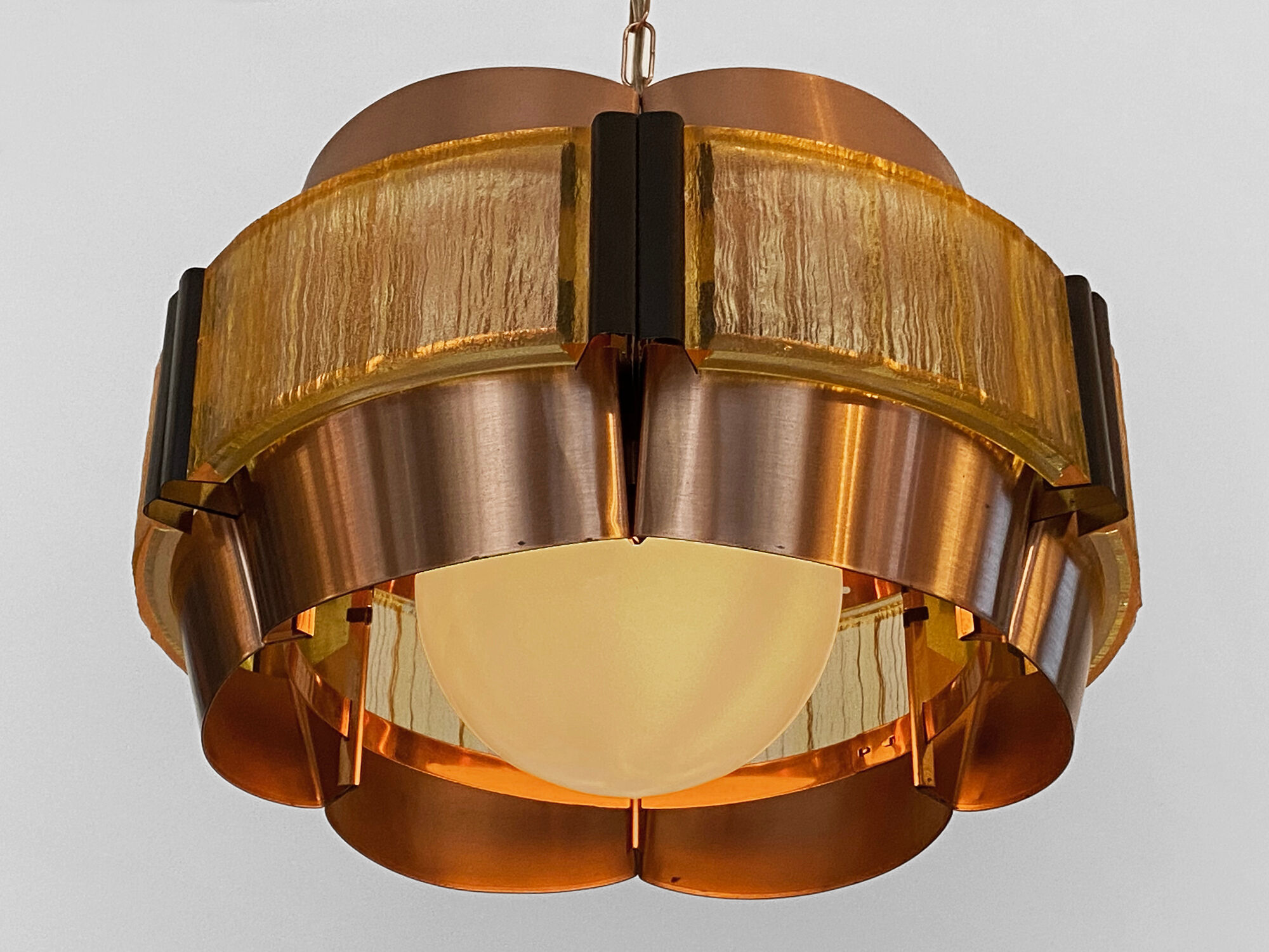 Copper pendant light by Werner Schou for Coronell Elektro. Denmark 1960s