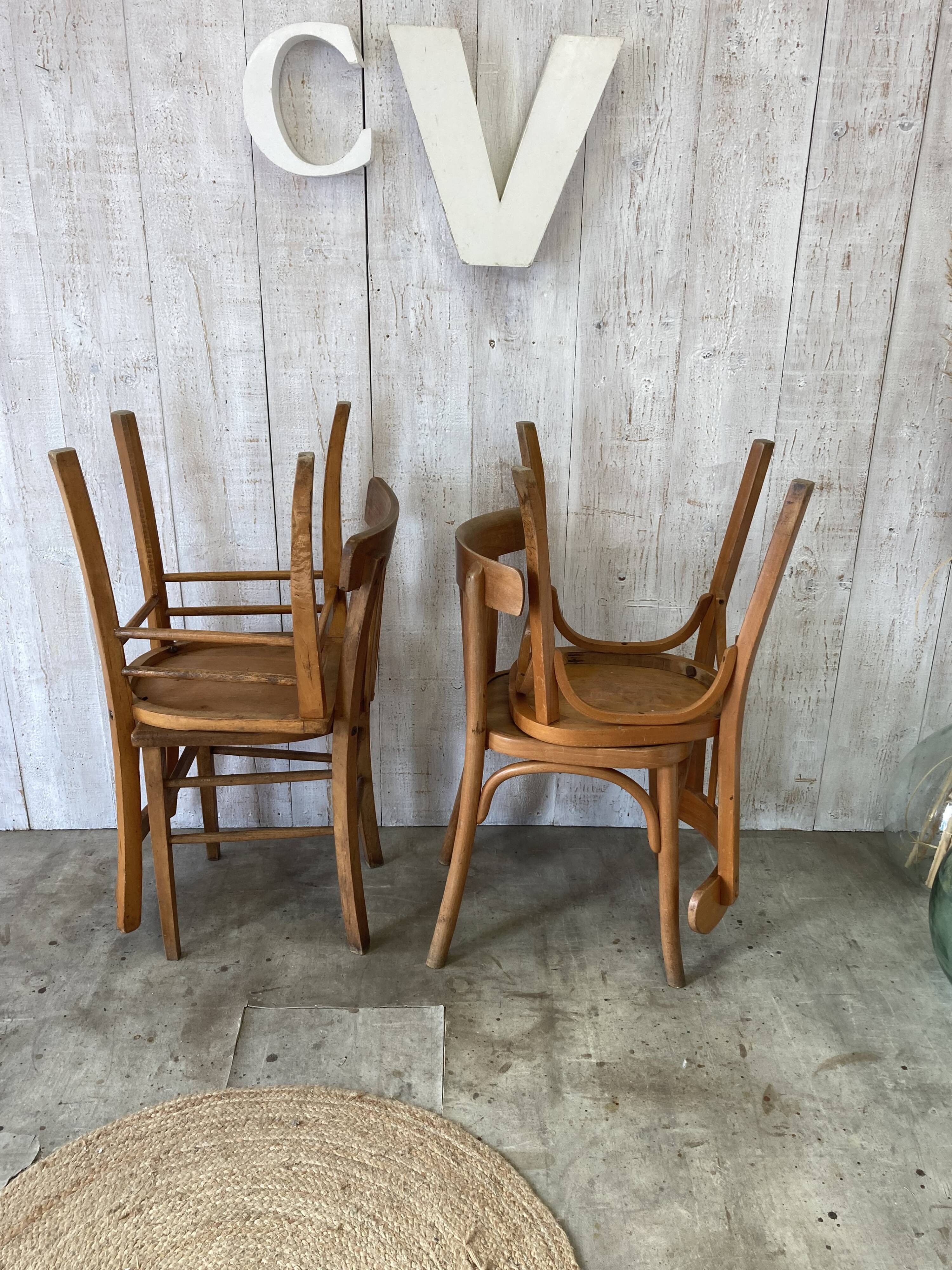 Set of 4 mismatched bistro chairs