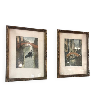 Pair of etchings by William Adolphe Lambrecht (1876-1940)