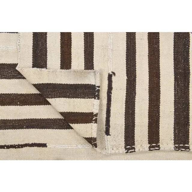 Vintage Turkish Hand-Knotted Wool Cotton Beige Kilim Area Rug 122x202