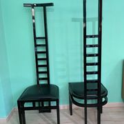 Chaises Décoratives Laquées Noires, Italie, 1970, Set de 2