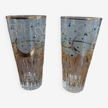 Verres vintage motifs colorés