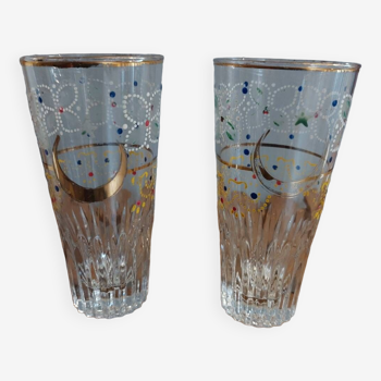 Vintage glasses with colorful patterns
