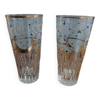 Vintage glasses with colorful patterns