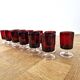 12 vintage Luminarc glasses in ruby red.