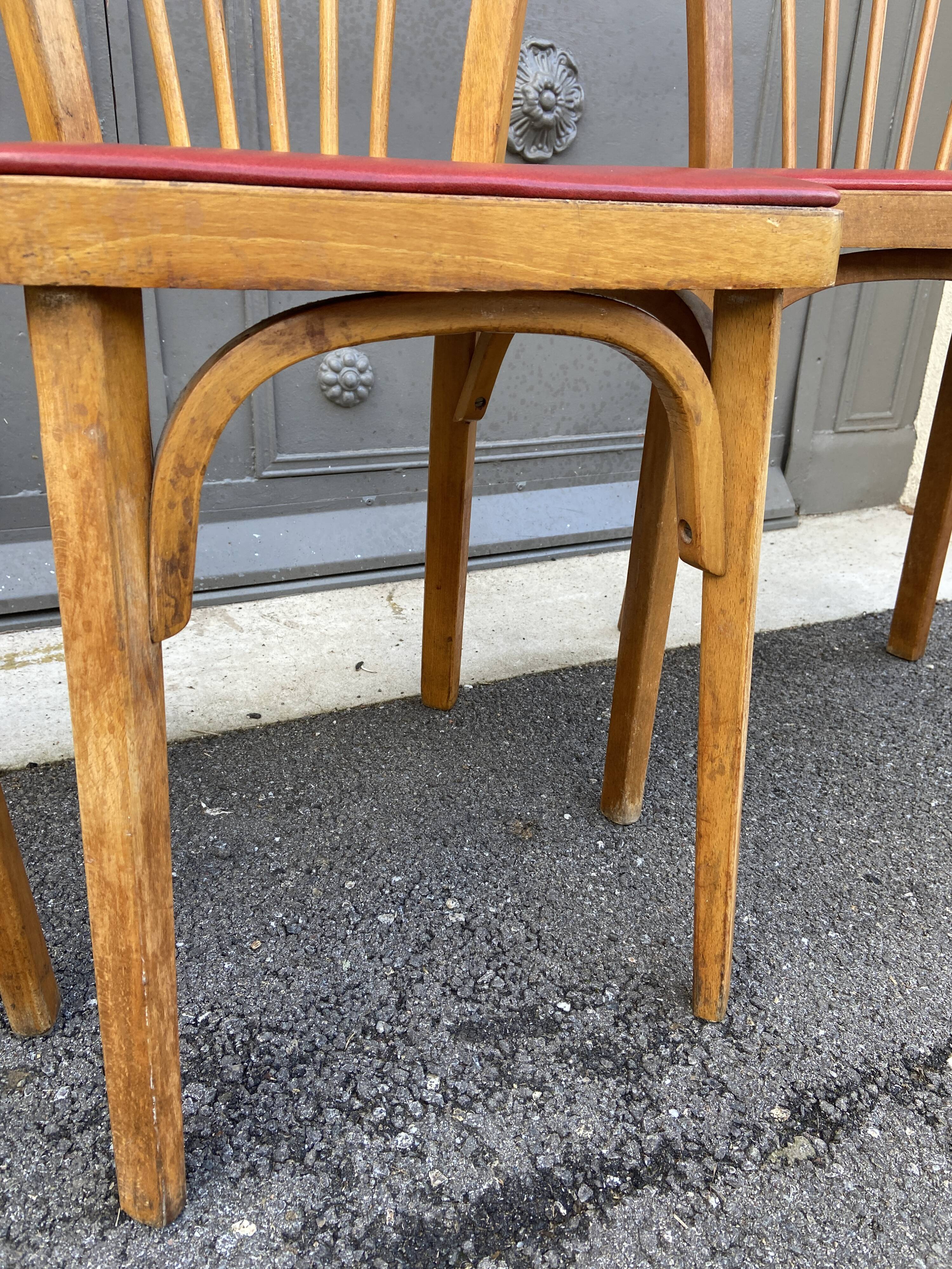 Set of 3 vintage chairs baumann 1960