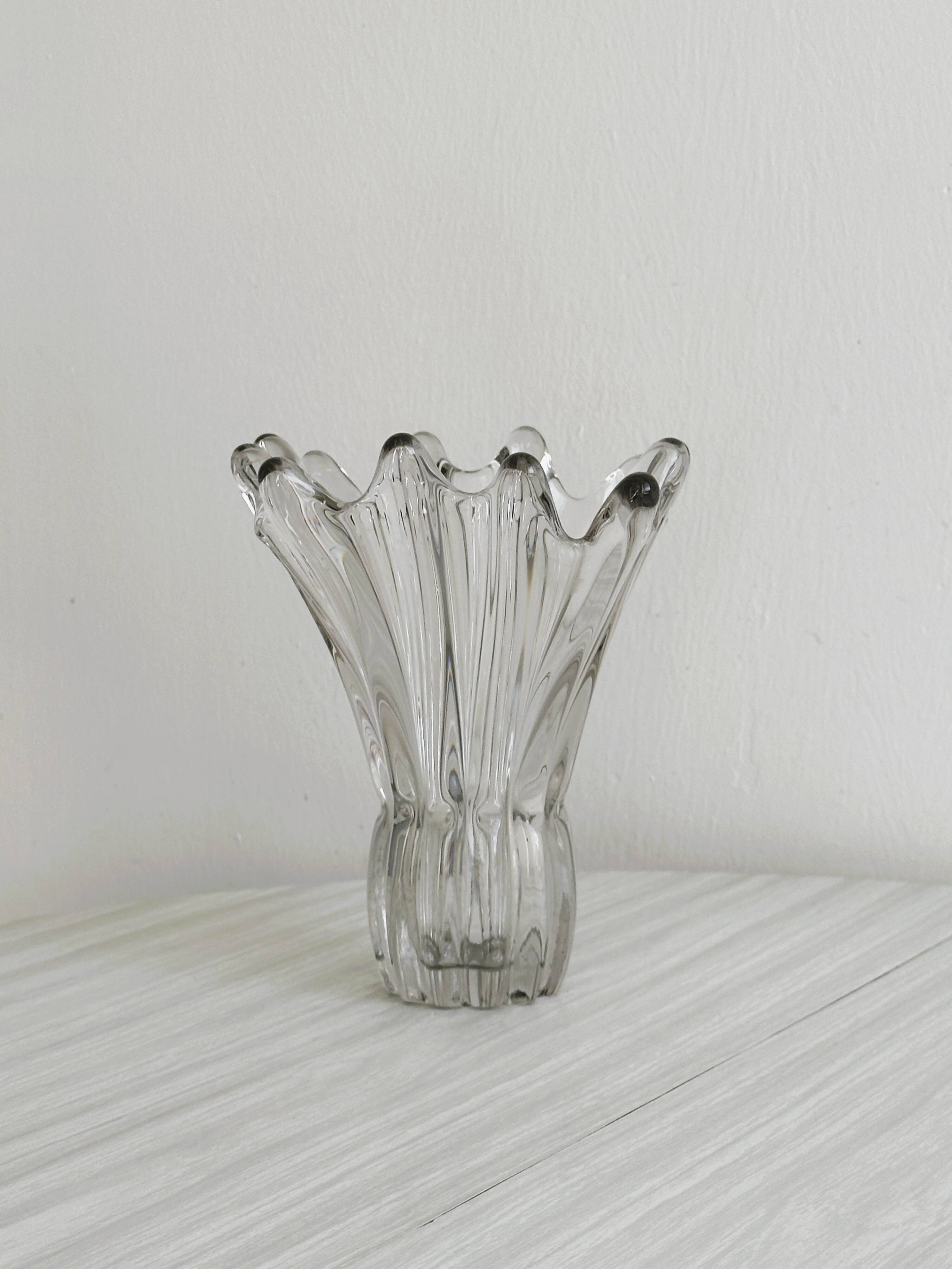 Vintage transparent white glass vase