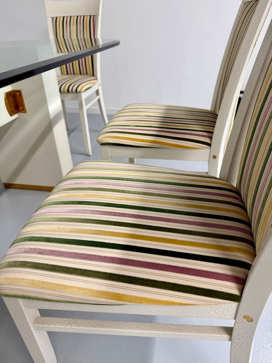 6 thonet gebruder designer chairs with crackle lacquer finish, 1980s vintage