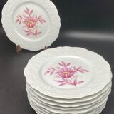 Porcelain dessert plates with pink flower patterns