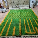 Moroccan Berber handmade rug – 300x200 cm – green and yellow wool