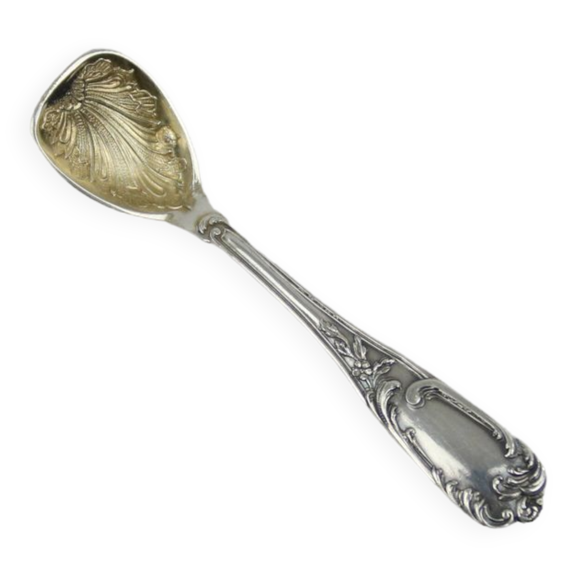 Louis XV Style Salt Shovel In Sterling Silver And Vermeil