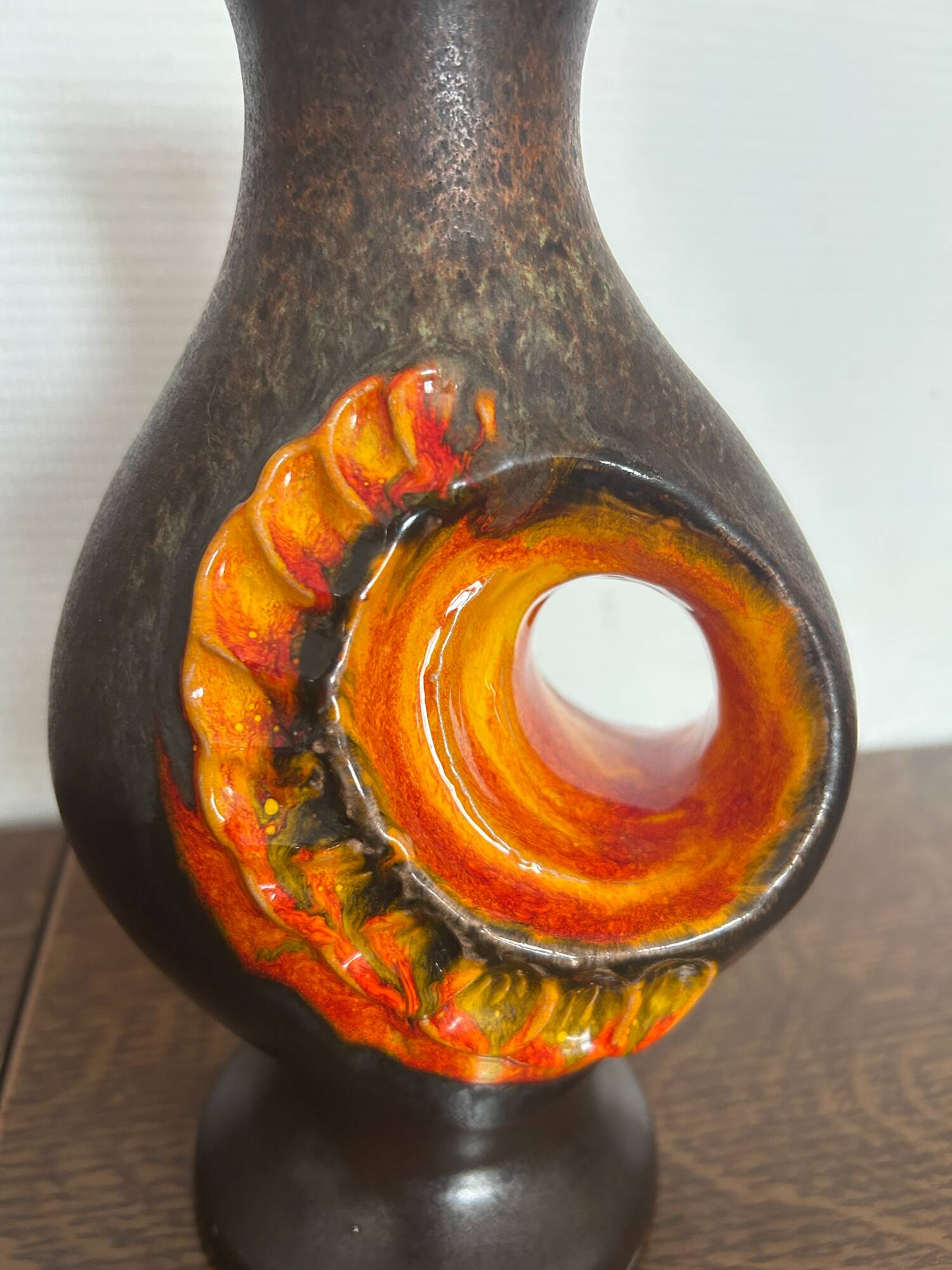 Ceramic vase Fat Lava Orange by Walter Gerhards 1960