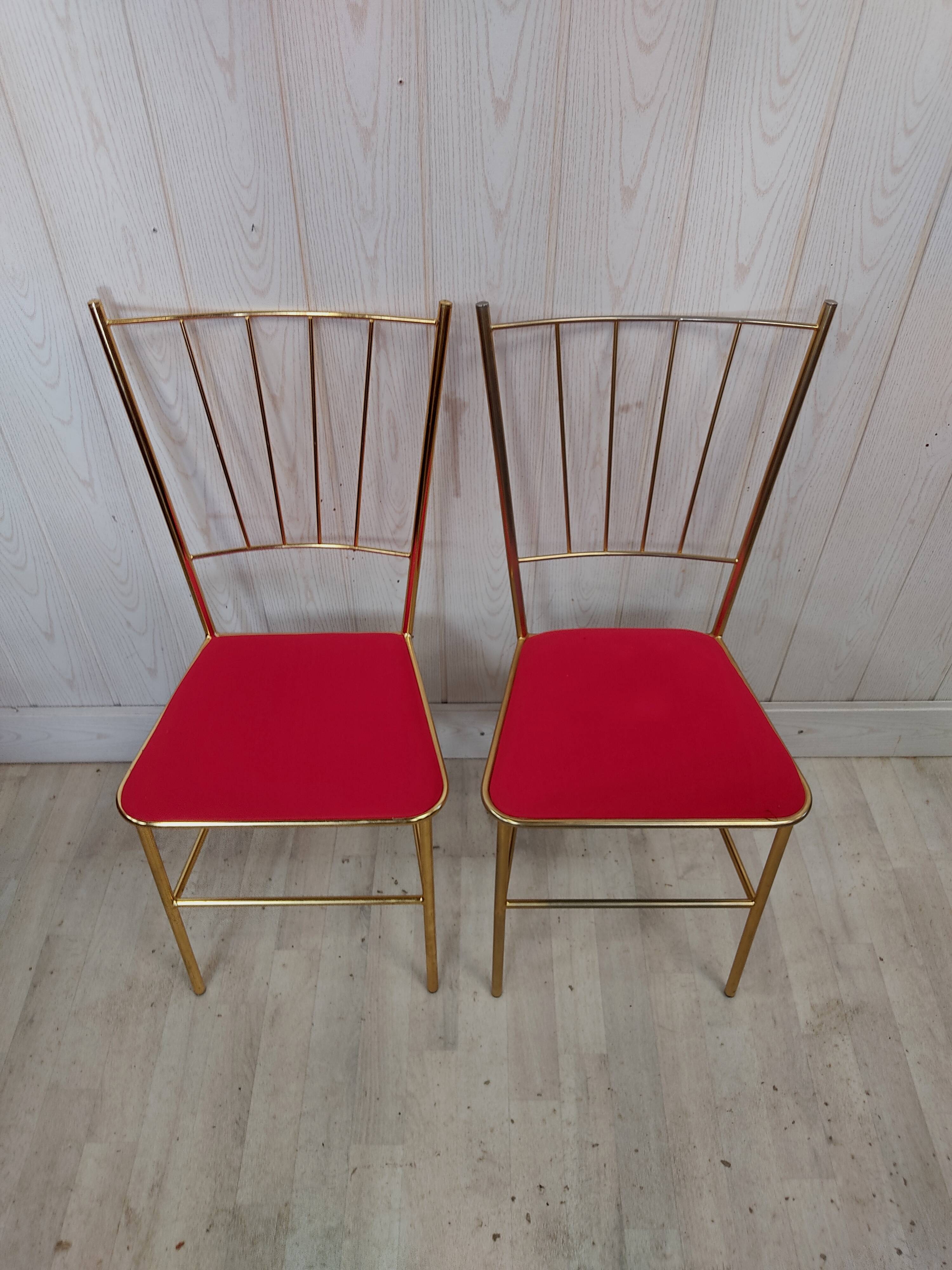 Duo of vintage gold metal chairs