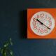 Vintage clock square silent wall clock "Bauknecht orange white"