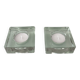 Set of 2 Heavy Glass Tea Light Holders – Minimalist Square Candle Holders