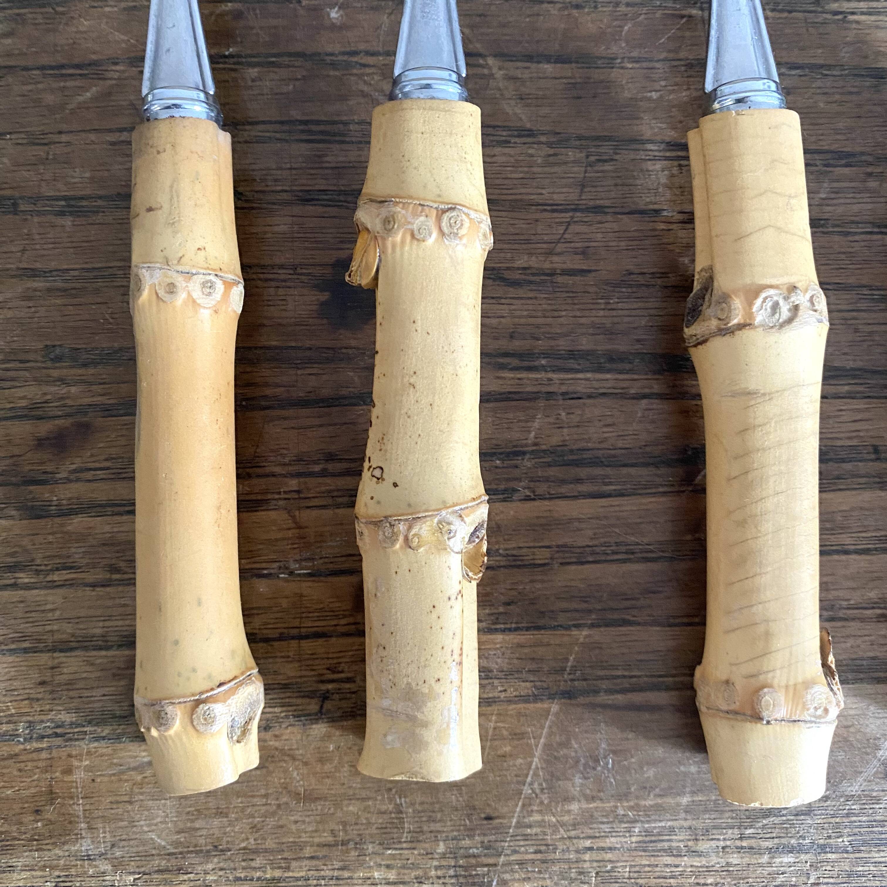 Vintage soup spoons with bamboo handle