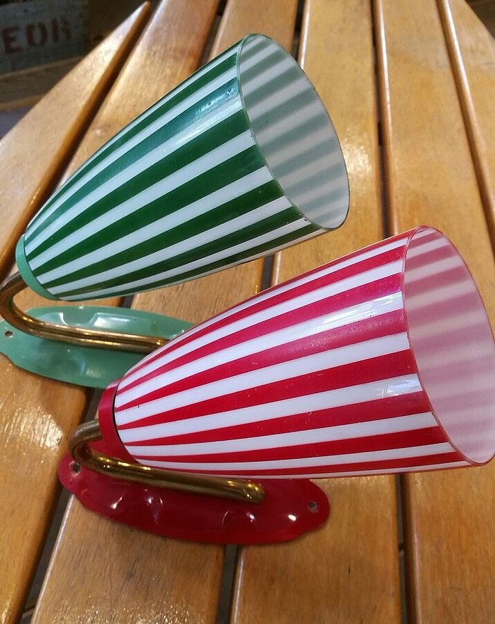 Pair of opaline wall lamps 1960