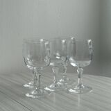 5 engraved crystal wine glasses, Matignon model.