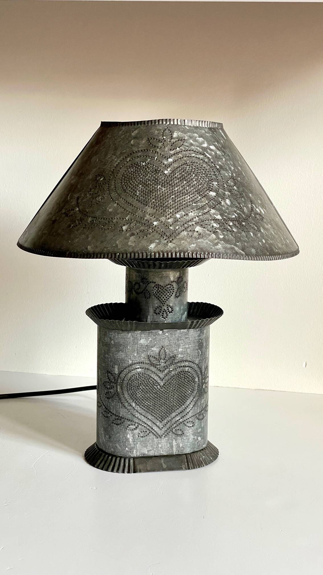 Heart Lamp Zinc Vintage