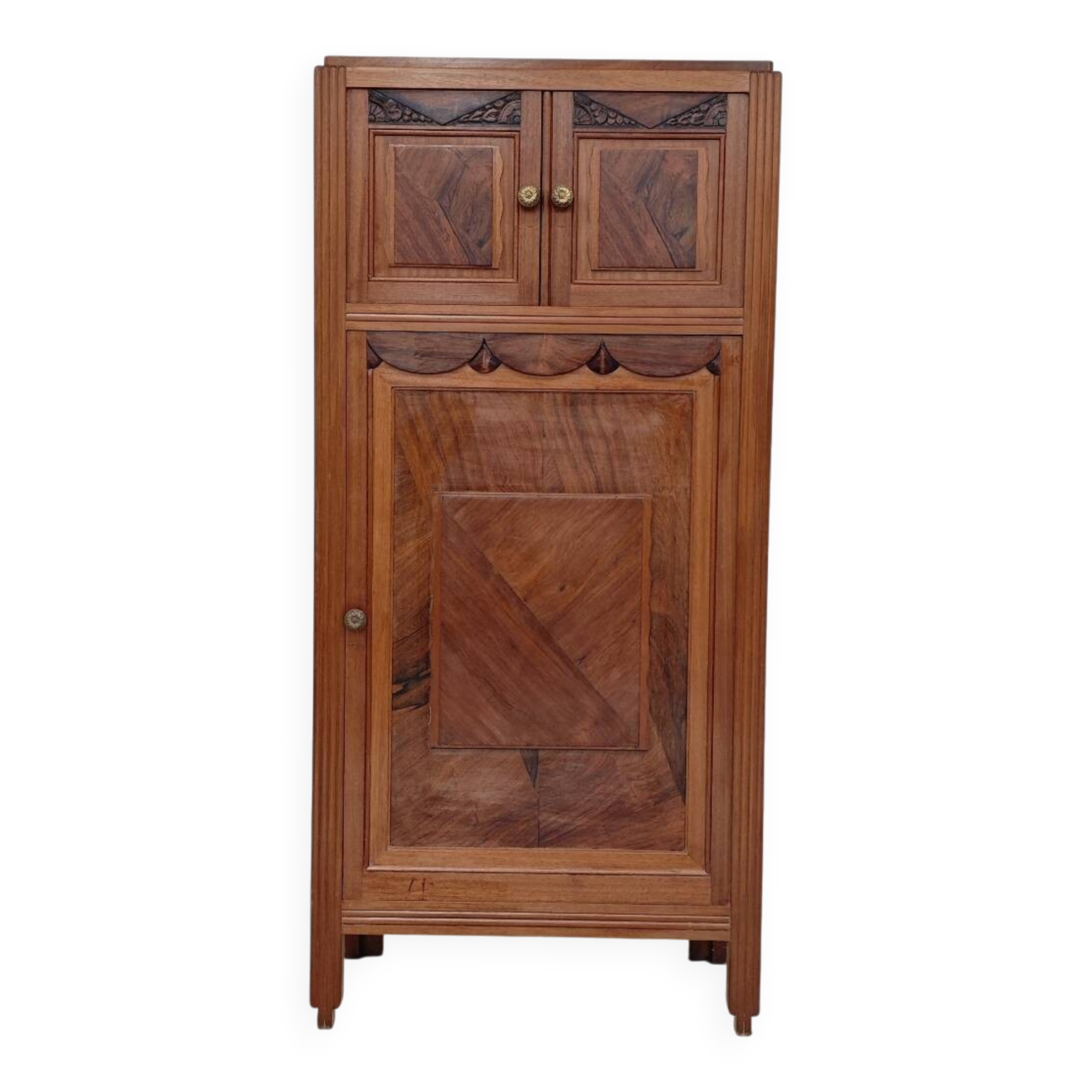 Antique wooden gramophone sideboard Art Deco France 1950