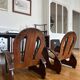 Pair of Art Deco armchairs in wood and cane.