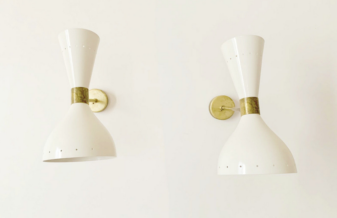 Pair white moonlight wall lamps