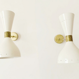 Pair white moonlight wall lamps