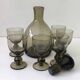6 blown glass glasses and carafe 1960