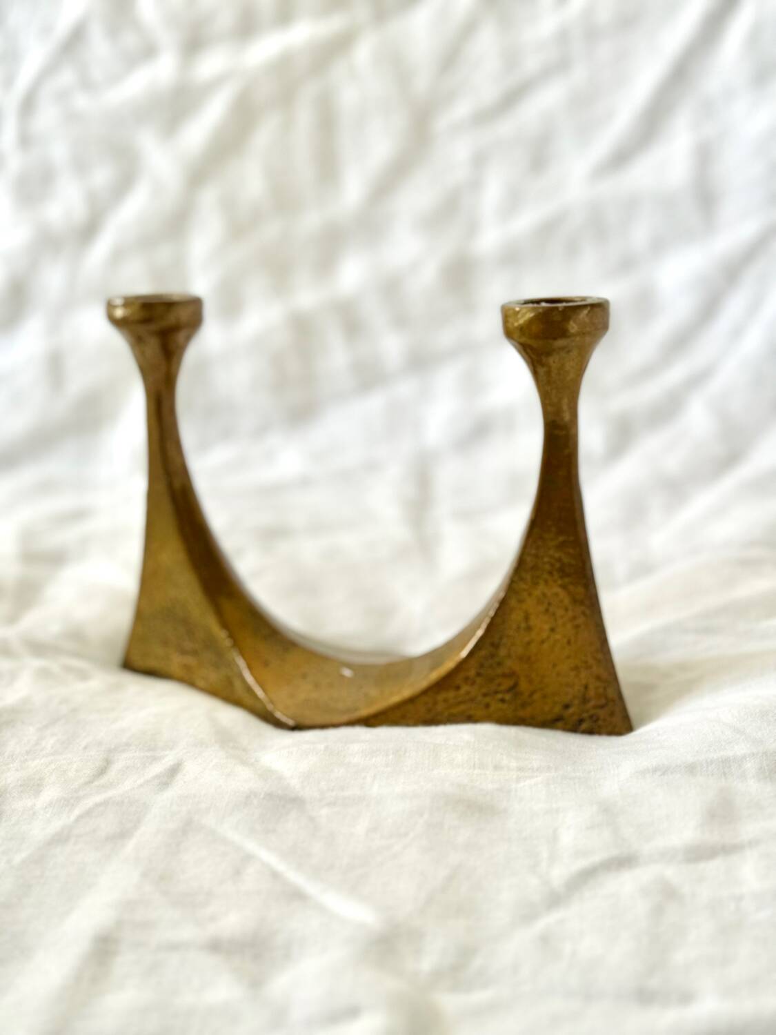 Harjes Brutalist Bronze Candle Holder