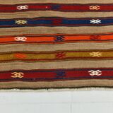Turkish Red & Blue Striped Kilim Rug, 151x244Cm