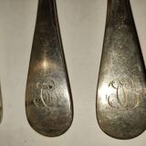 7 forks silver plated baguette christofle monogram J C before 1930