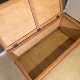 Bench vintage toy box in blond wood - 60s/70s