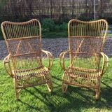 Pair of rattan armchairs
