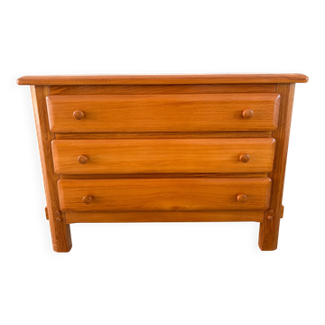 Large elm chest of drawers from Maison Regain, vintage 80s.