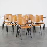 Set of 8 Vintage Dining Chairs with Armrests