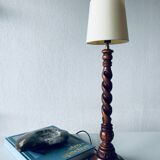 Turned wood lamp