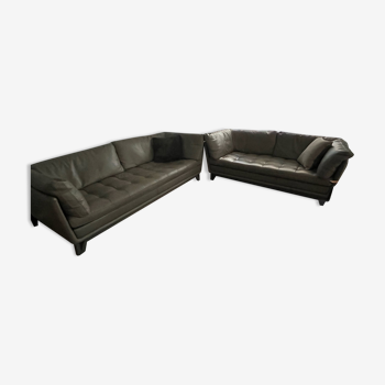 Two sofas Cuir Roche Bobois Gray