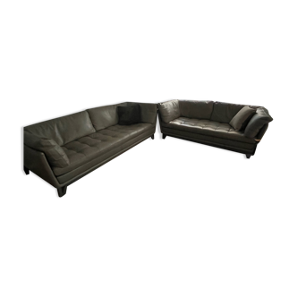 Lot de deux canapés Cuir Roche Bobois Gris