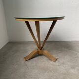 Art deco mirror pedestal table in walnut 1930