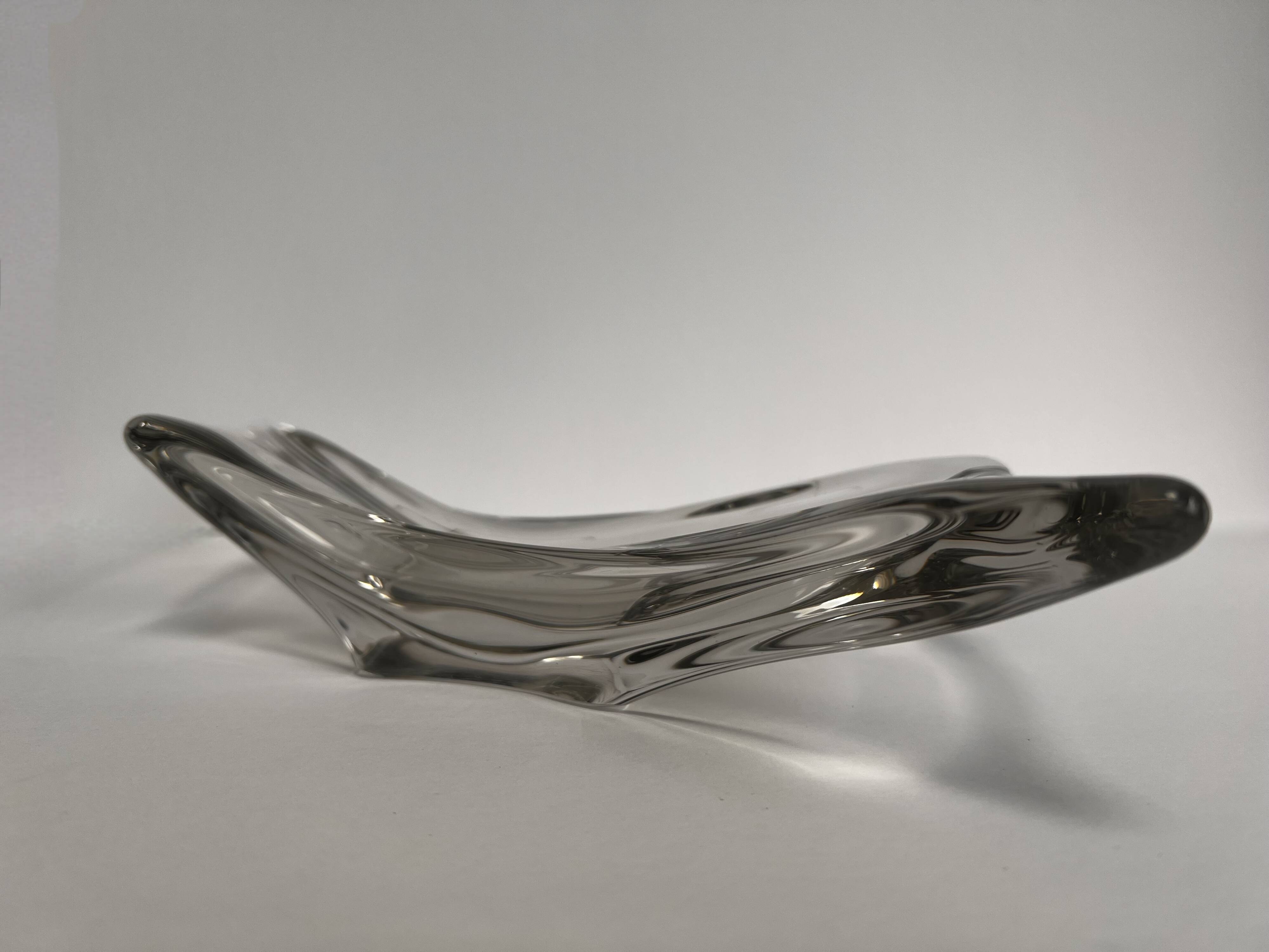 Large mid-century French crystal centrepiece class bowl