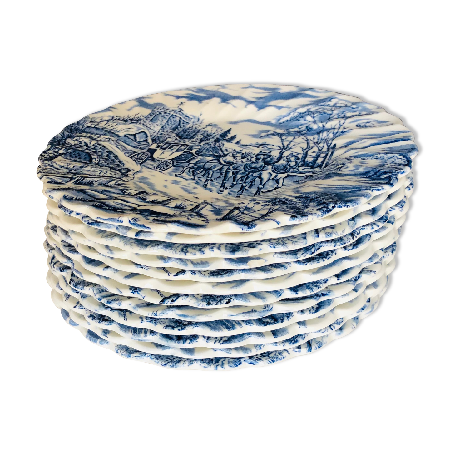 12 English dessert plates