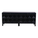 Black oak brutalist sideboard by Jean Batenburg with graphical doors for MI, Belgium