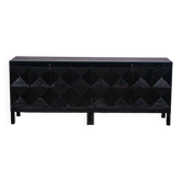 Black oak brutalist sideboard by Jean Batenburg with graphical doors for MI, Belgium