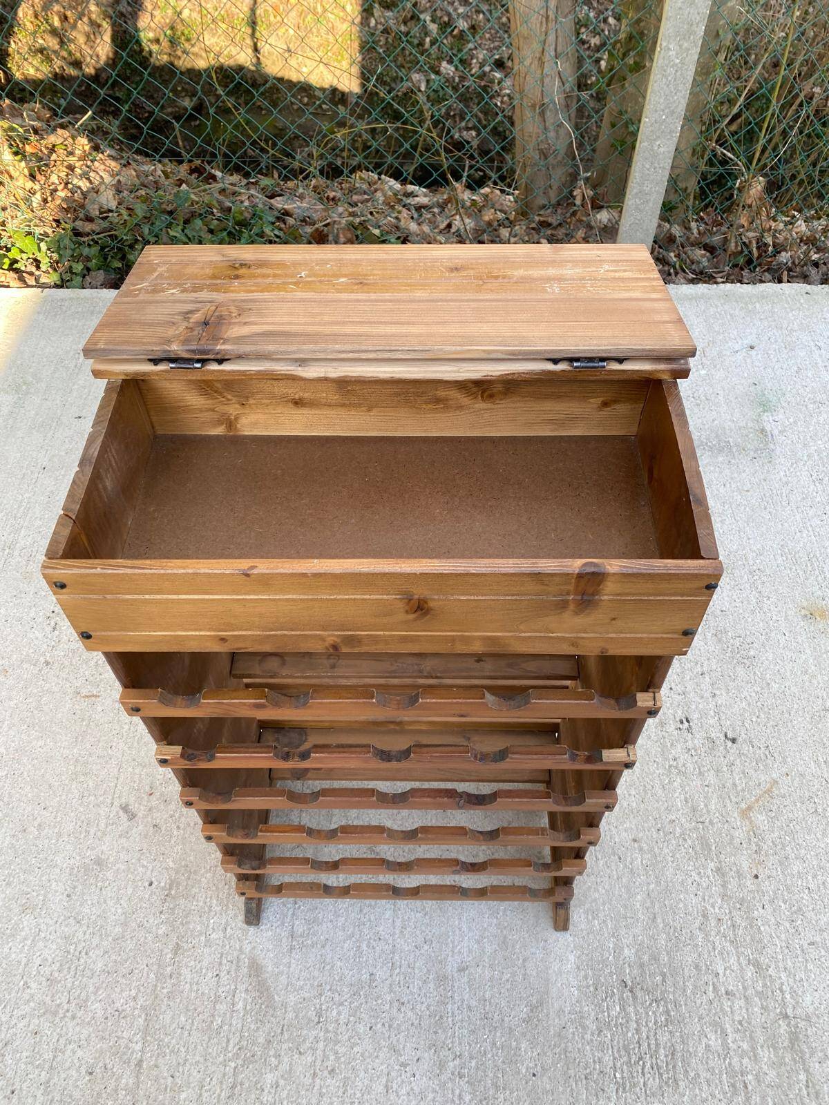 Solid wood wine rack bottle storage with drawer