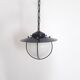 Old entrance hall suspension - opaline and black lacquered metal - 1960