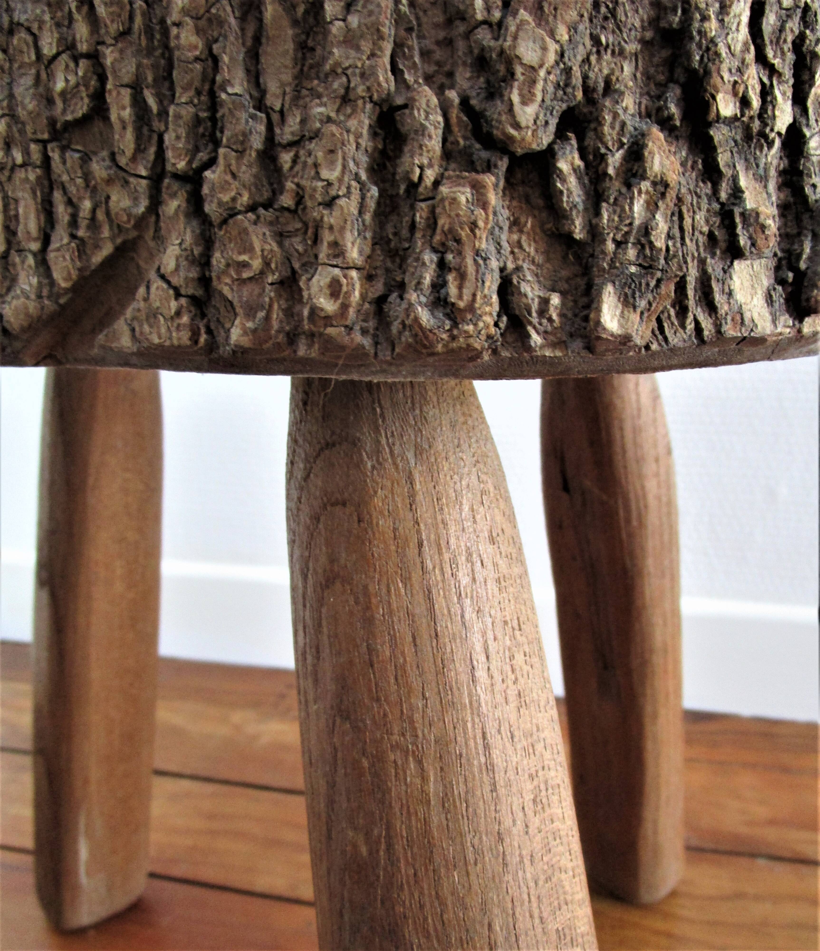 Tabouret bois massif art populaire français